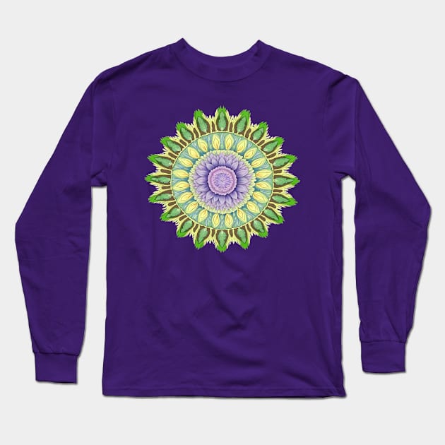 Abstract Circle Pattern With Floral Elements 2 Long Sleeve T-Shirt by taiche